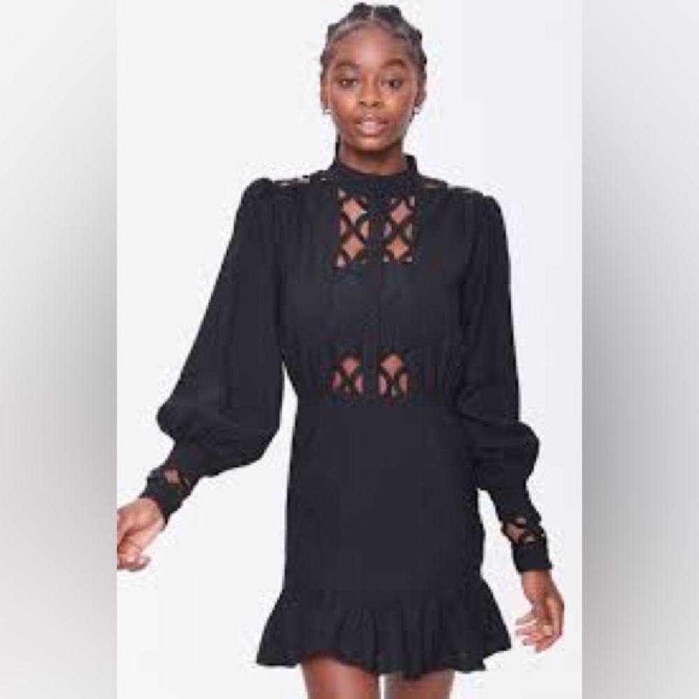 Peekaboo Cutout Black Long Sleeve Dress  (A78) tag missing